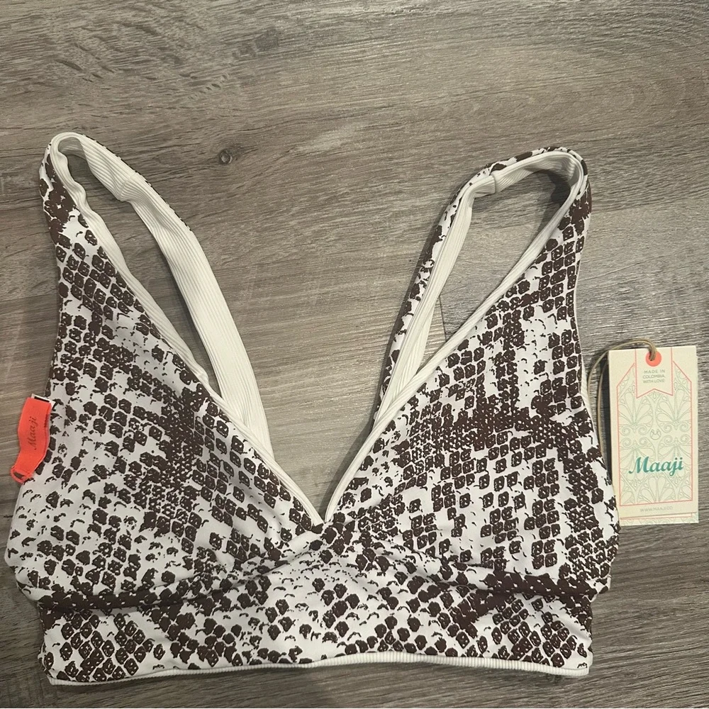 MAAJI Reversible Bikini Top Size Medium Animal Print Brown White
